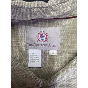 The Territory Ahead Mens 100% Silk Textured Button Down Shirt Olive Green Medium